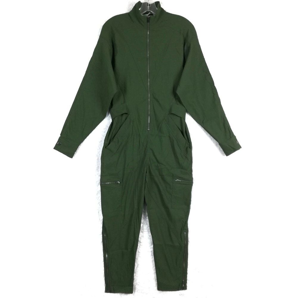 Athleta Womens Lenox Jumpsuit Tuscan Olive Casual Workwear Travel Zip 4